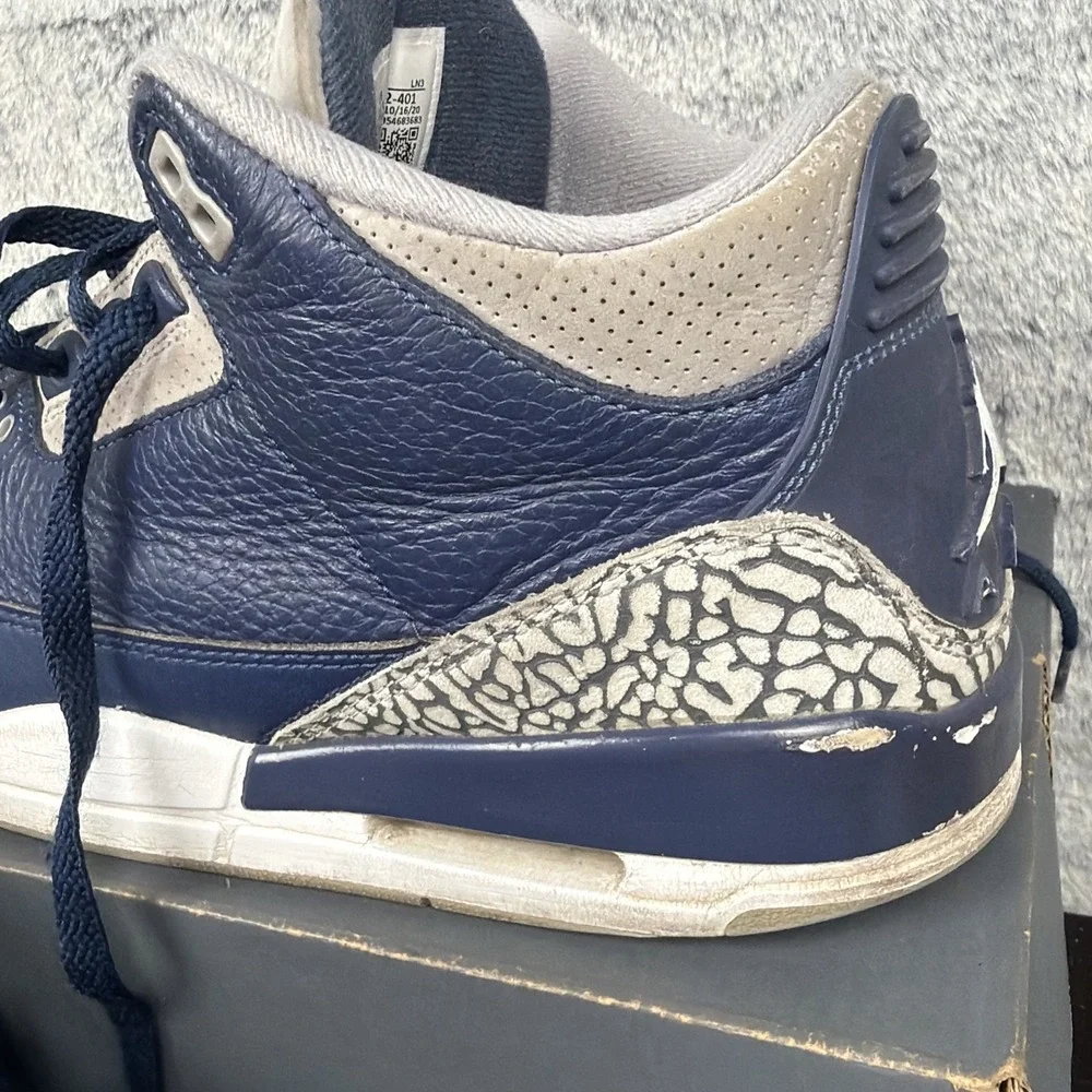 Jordan 3 Retro Mens 10.5 Georgetown Hoyas (2021) CT8532-401 Midnight Navy White